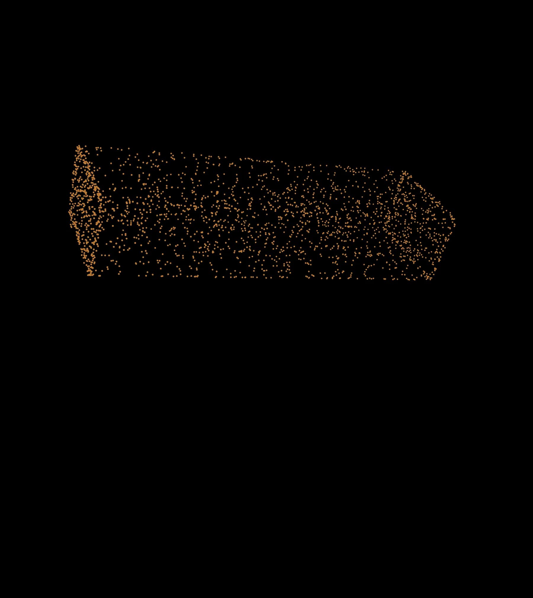 Partikelanimation Kupferbarren 6N von der Seite von Hansemut Elements