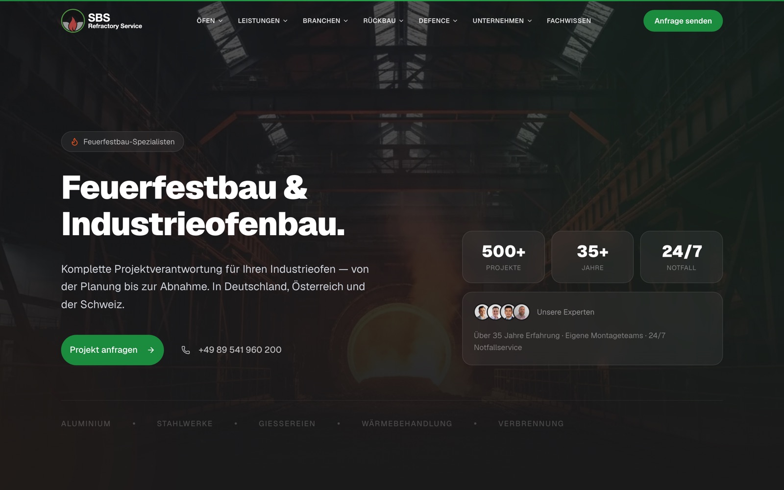 Startseite von SBS Refractory Service